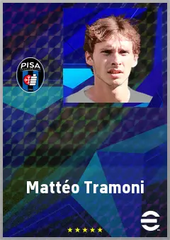 Mattéo Tramoni eFootball 2026 player card, 72 OVR LMF