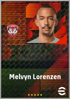 Melvyn Lorenzen eFootball 2026 player card, 69 OVR LWF