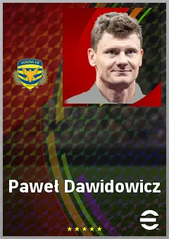 Paweł Dawidowicz eFootball 2026 player card, 73 OVR CB