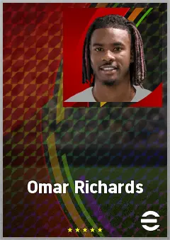 Omar Richards eFootball 2026 player card, 73 OVR LB
