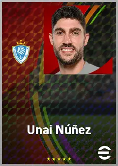 Unai Núñez eFootball 2026 player card, 75 OVR CB