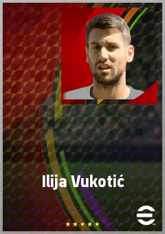 Ilija Vukotić eFootball 2026 player card, 72 OVR DMF