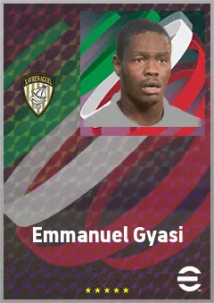 Emmanuel Gyasi eFootball 2026 player card, 73 OVR LWF