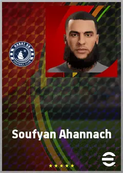 Soufyan Ahannach eFootball 2026 player card, 69 OVR LWF