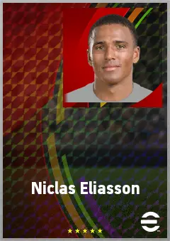 Niclas Eliasson eFootball 2026 player card, 74 OVR RMF