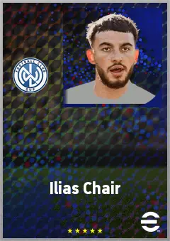 Ilias Chair eFootball 2026 player card, 74 OVR LWF