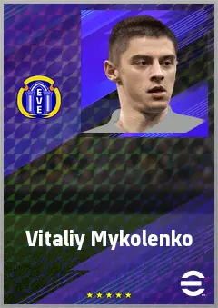 Vitaliy Mykolenko eFootball 2026 player card, 74 OVR LB
