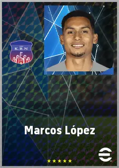Marcos López eFootball 2026 player card, 72 OVR LB