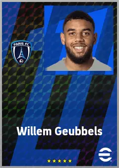 Willem Geubbels eFootball 2026 player card, 72 OVR CF