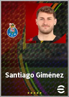 Santiago Giménez eFootball 2026 player card, 75 OVR CF