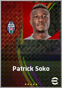 Patrick Soko eFootball 2026 player card, 70 OVR RWF