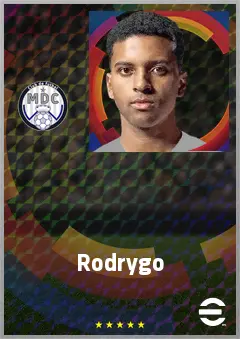 Rodrygo eFootball 2026 player card, 80 OVR RWF