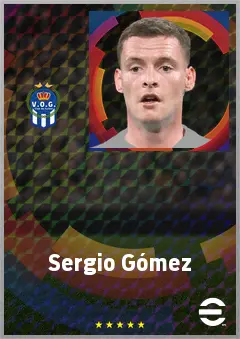 Sergio Gómez eFootball 2026 player card, 75 OVR LMF