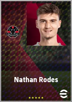 Nathan Rodes eFootball 2026 player card, 67 OVR CMF