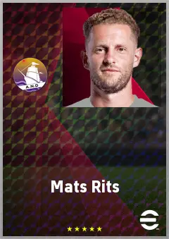 Mats Rits eFootball 2026 player card, 70 OVR CMF
