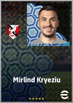 Mirlind Kryeziu eFootball 2026 player card, 66 OVR CB