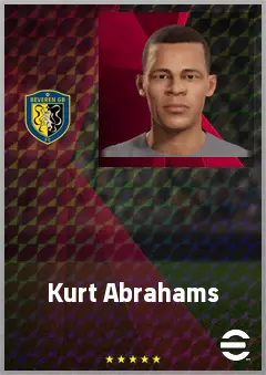 Kurt Abrahams eFootball 2026 player card, 68 OVR RWF
