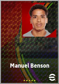 Manuel Benson eFootball 2026 player card, 72 OVR RWF
