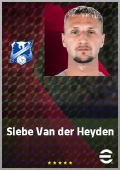 Siebe Van der Heyden eFootball 2026 player card, 71 OVR CB