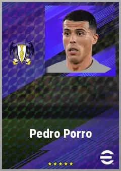 Pedro Porro eFootball 2026 player card, 77 OVR RB