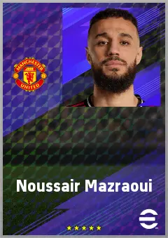 Noussair Mazraoui eFootball 2026 player card, 75 OVR RB