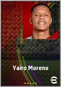 Yairo Moreno eFootball 2026 player card, 72 OVR LMF