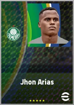 Jhon Arias eFootball 2026 player card, 75 OVR LWF