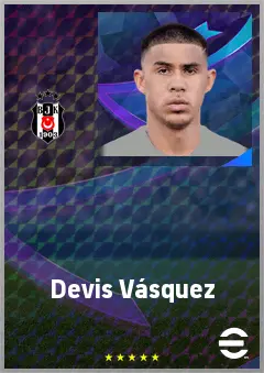 Devis Vásquez eFootball 2026 player card, 73 OVR GK