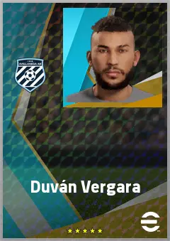 Duván Vergara eFootball 2026 player card, 74 OVR LWF