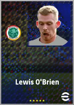 Lewis O'Brien eFootball 2026 player card, 73 OVR CMF
