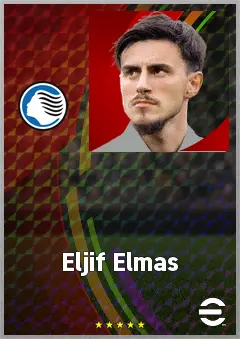 Eljif Elmas eFootball 2026 player card, 74 OVR AMF