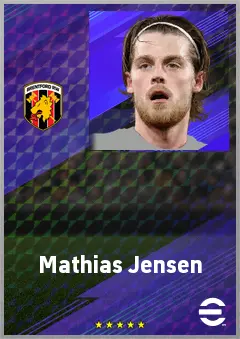 Mathias Jensen eFootball 2026 player card, 75 OVR CMF