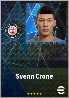Svenn Crone eFootball 2026 player card, 68 OVR RB