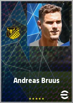 Andreas Bruus eFootball 2026 player card, 66 OVR RMF