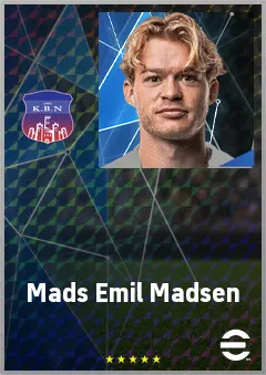 Mads Emil Madsen eFootball 2026 player card, 72 OVR CMF