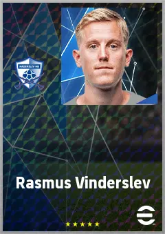 Rasmus Vinderslev eFootball 2026 player card, 68 OVR DMF