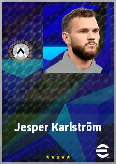 Jesper Karlström eFootball 2026 player card, 74 OVR DMF