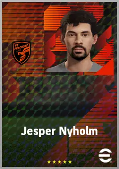 Jesper Nyholm eFootball 2026 player card, 65 OVR CB