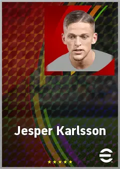 Jesper Karlsson eFootball 2026 player card, 72 OVR LWF