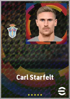 Carl Starfelt eFootball 2026 player card, 75 OVR CB