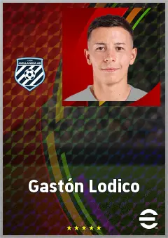 Gastón Lodico eFootball 2026 player card, 75 OVR CMF