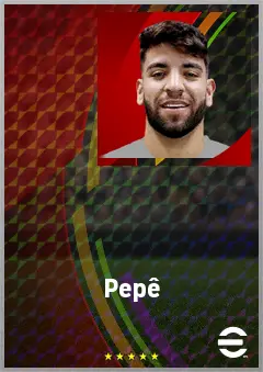Pepê eFootball 2026 player card, 72 OVR AMF
