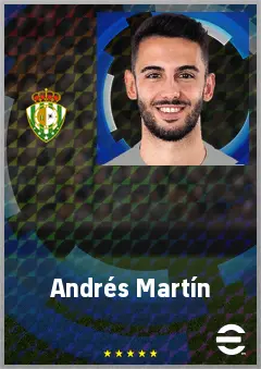 Andrés Martín eFootball 2026 player card, 74 OVR RWF