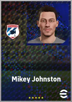 Mikey Johnston eFootball 2026 player card, 73 OVR LWF