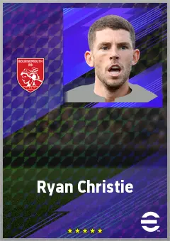 Ryan Christie eFootball 2026 player card, 75 OVR CMF