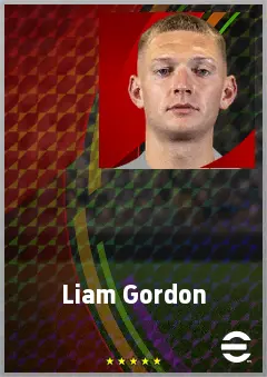 Liam Gordon eFootball 2026 player card, 68 OVR CB