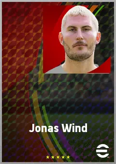 Jonas Wind eFootball 2026 player card, 74 OVR CF
