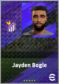 Jayden Bogle eFootball 2026 player card, 74 OVR RB