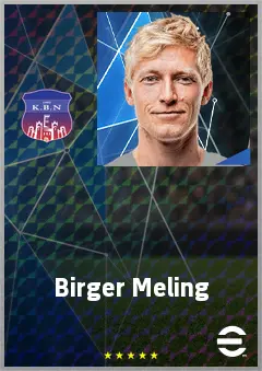 Birger Meling eFootball 2026 player card, 72 OVR LB