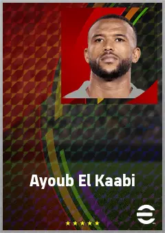 Ayoub El Kaabi eFootball 2026 player card, 74 OVR CF